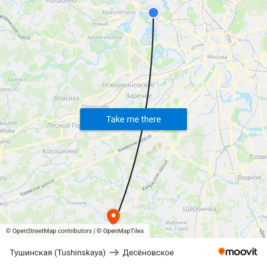 Тушинская (Tushinskaya) to Десёновское map
