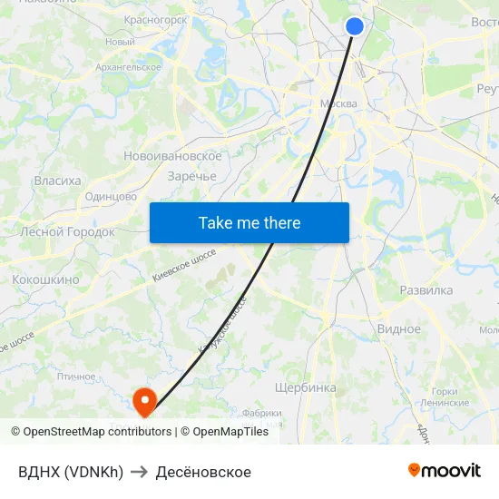 ВДНХ (VDNKh) to Десёновское map