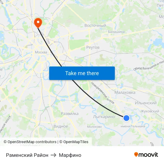 Раменский Район to Марфино map