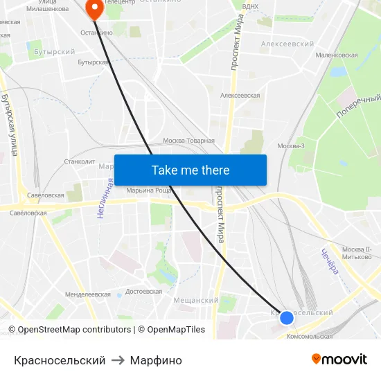 Красносельский to Марфино map