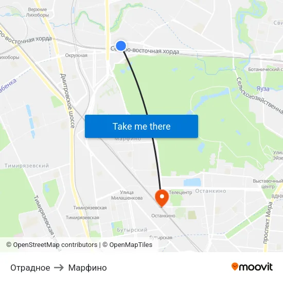 Отрадное to Марфино map