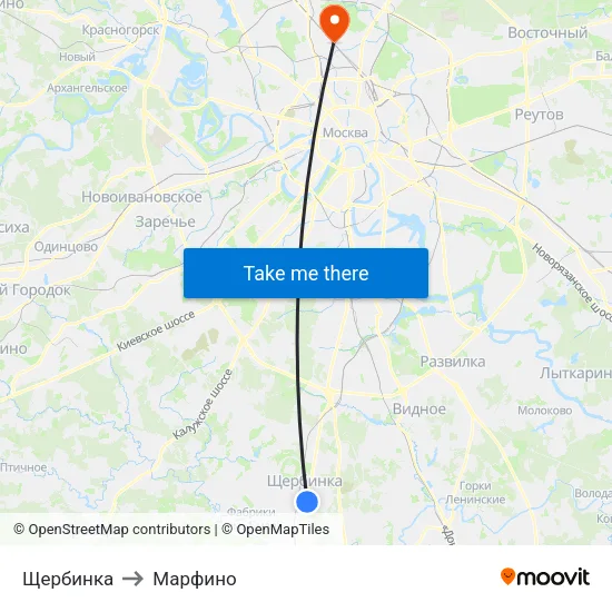 Щербинка to Марфино map