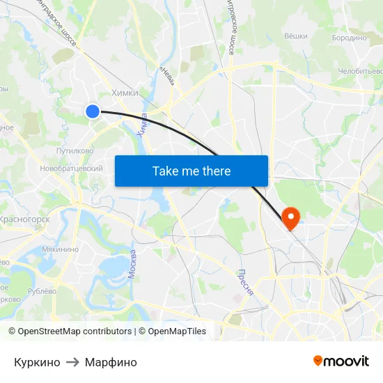 Куркино to Марфино map