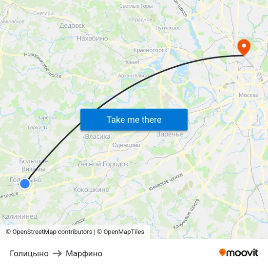 Голицыно to Марфино map