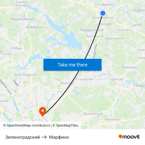 Зеленоградский to Марфино map