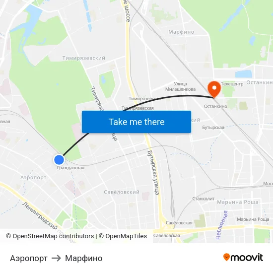 Аэропорт to Марфино map
