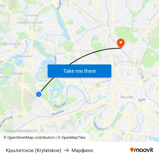 Крылатское (Krylatskoe) to Марфино map