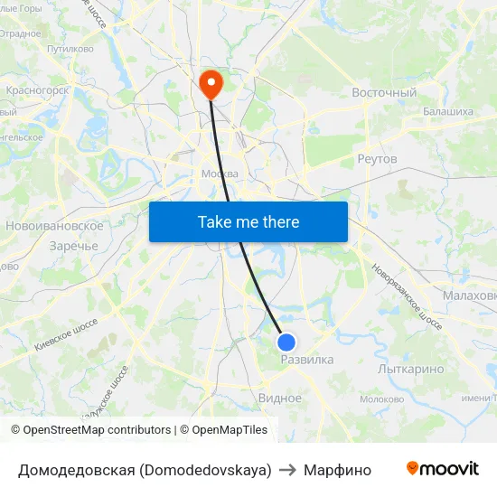 Домодедовская (Domodedovskaya) to Марфино map