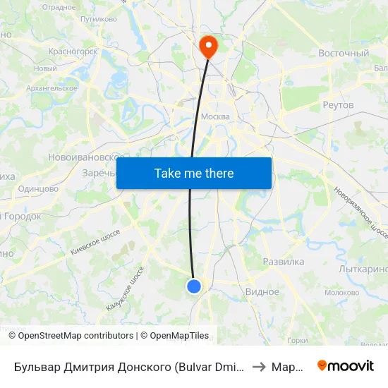 Бульвар Дмитрия Донского (Bulvar Dmitriya Donskogo) to Марфино map