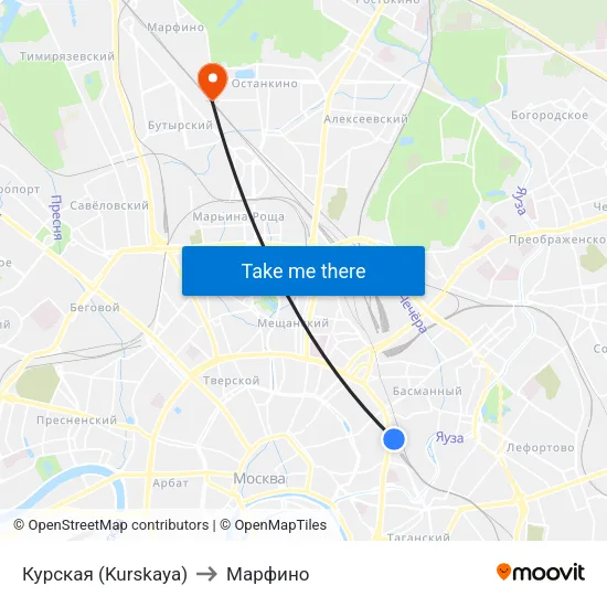 Курская (Kurskaya) to Марфино map