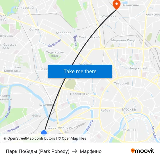 Парк Победы (Park Pobedy) to Марфино map