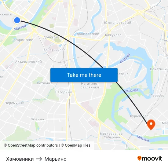Хамовники to Марьино map