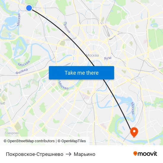 Покровское-Стрешнево to Марьино map