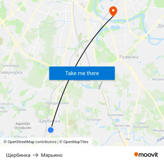 Щербинка to Марьино map
