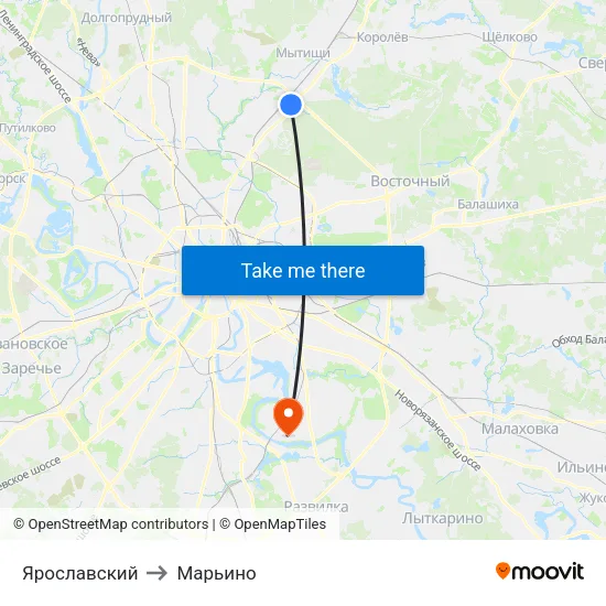 Ярославский to Марьино map