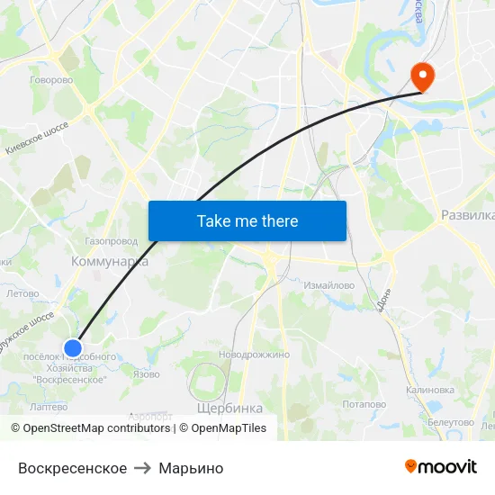 Воскресенское to Марьино map