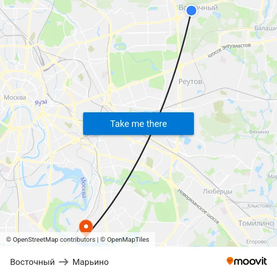 Восточный to Марьино map