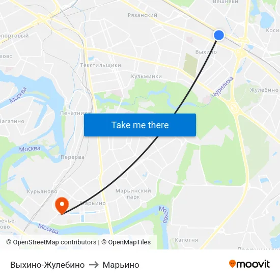 Выхино-Жулебино to Марьино map