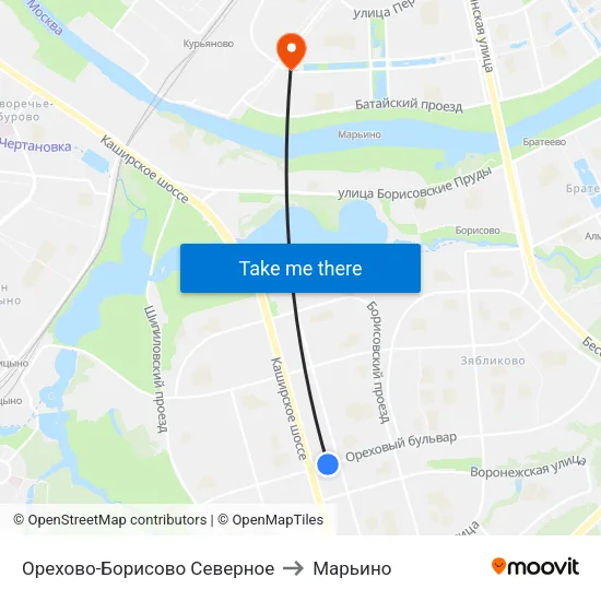 Орехово-Борисово Северное to Марьино map