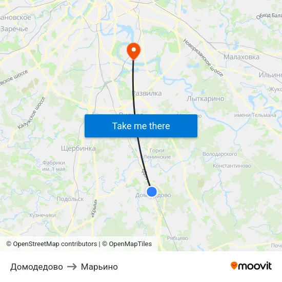 Домодедово to Марьино map