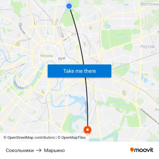 Сокольники to Марьино map