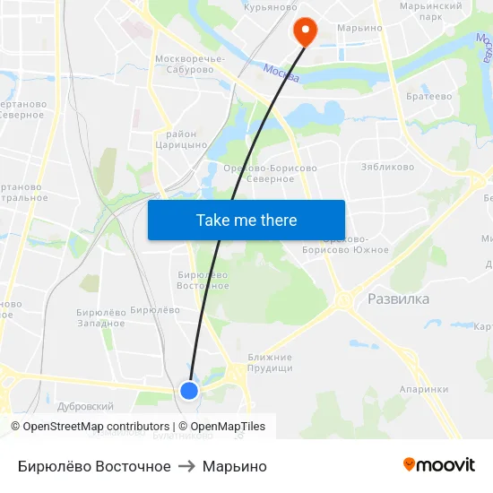 Бирюлёво Восточное to Марьино map
