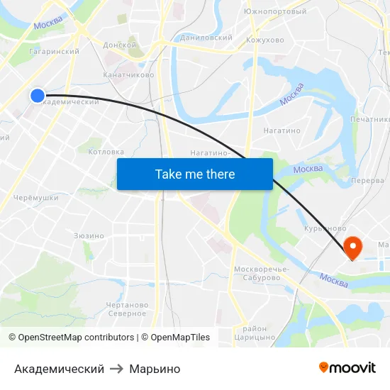 Академический to Марьино map