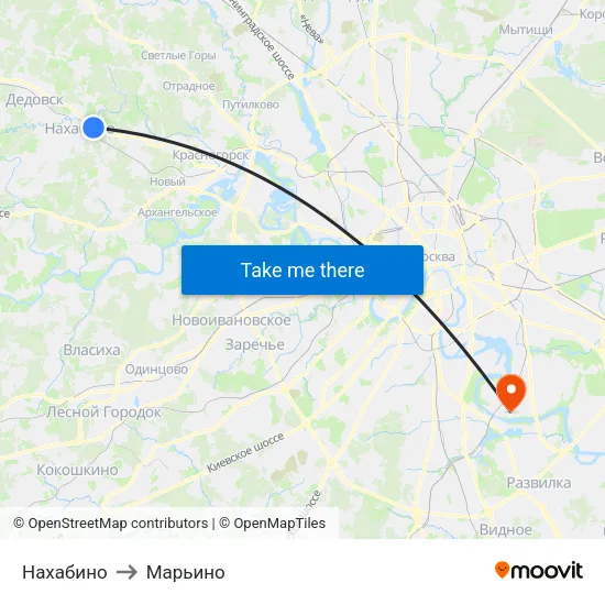 Нахабино to Марьино map