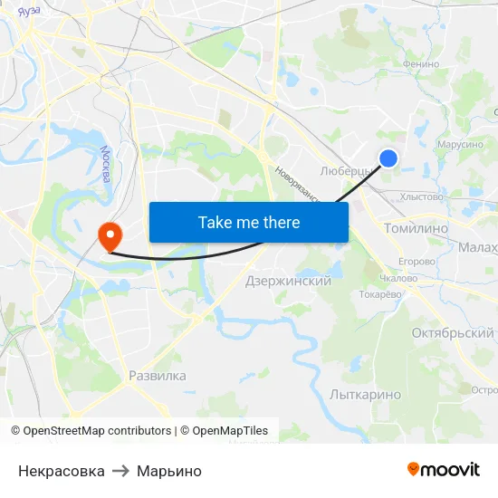 Некрасовка to Марьино map