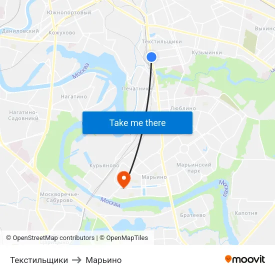 Текстильщики to Марьино map