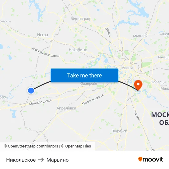 Никольское to Марьино map