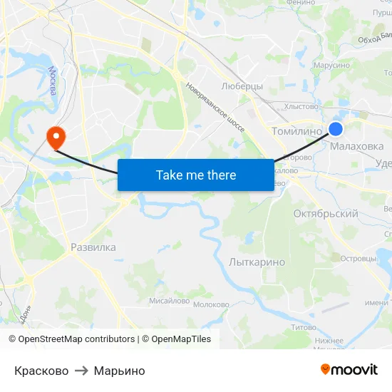 Красково to Марьино map