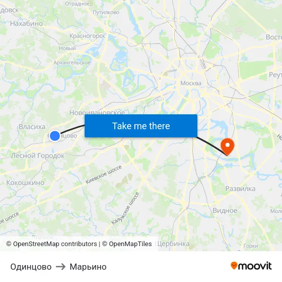 Одинцово to Марьино map