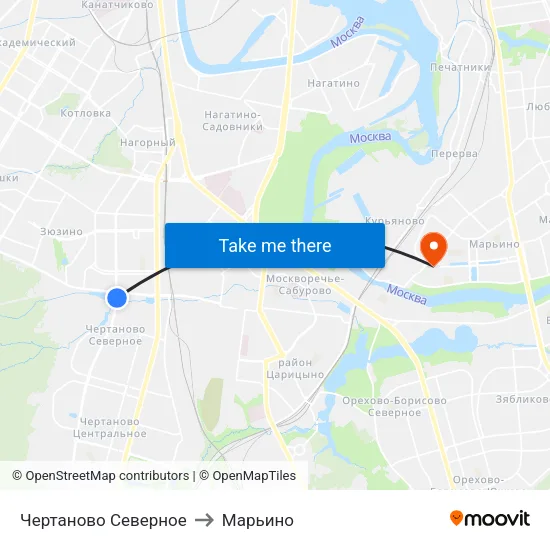 Чертаново Северное to Марьино map