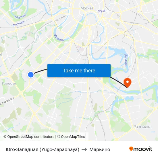 Юго-Западная (Yugo-Zapadnaya) to Марьино map