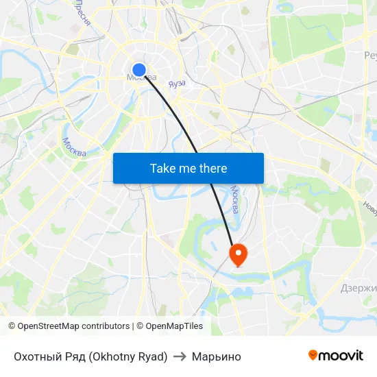Охотный Ряд (Okhotny Ryad) to Марьино map