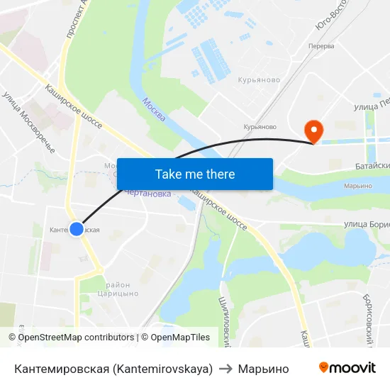 Кантемировская (Kantemirovskaya) to Марьино map