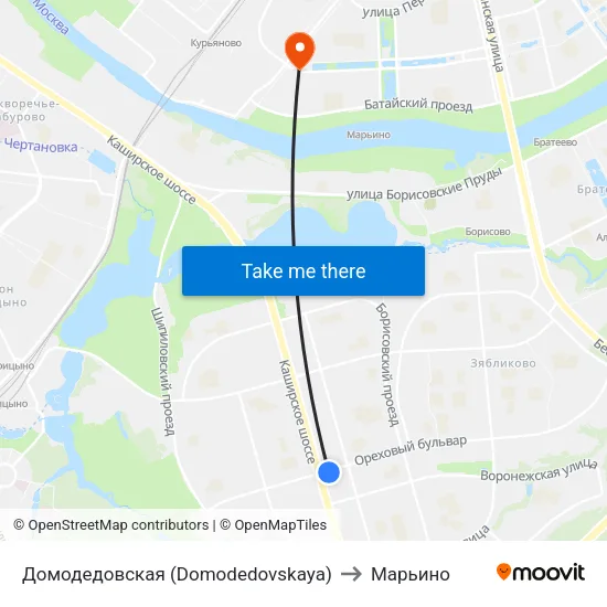 Домодедовская (Domodedovskaya) to Марьино map