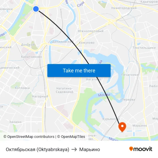Октябрьская (Oktyabrskaya) to Марьино map