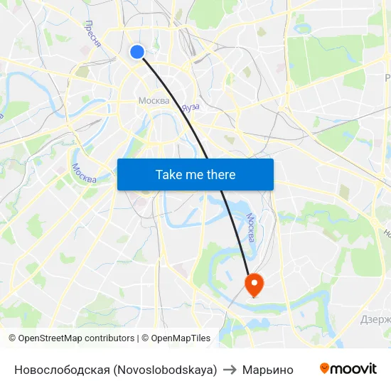 Новослободская (Novoslobodskaya) to Марьино map