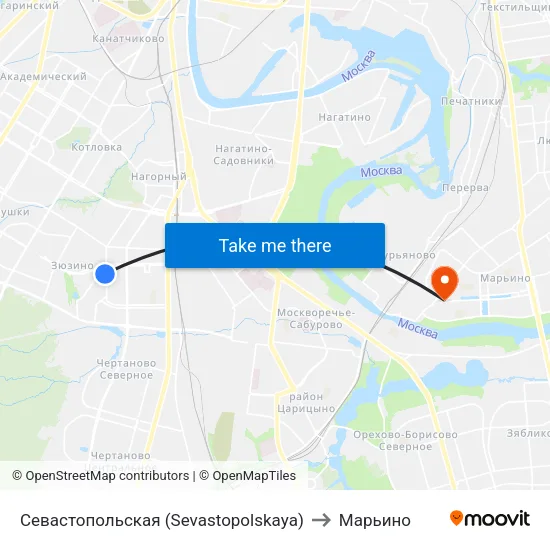 Севастопольская (Sevastopolskaya) to Марьино map