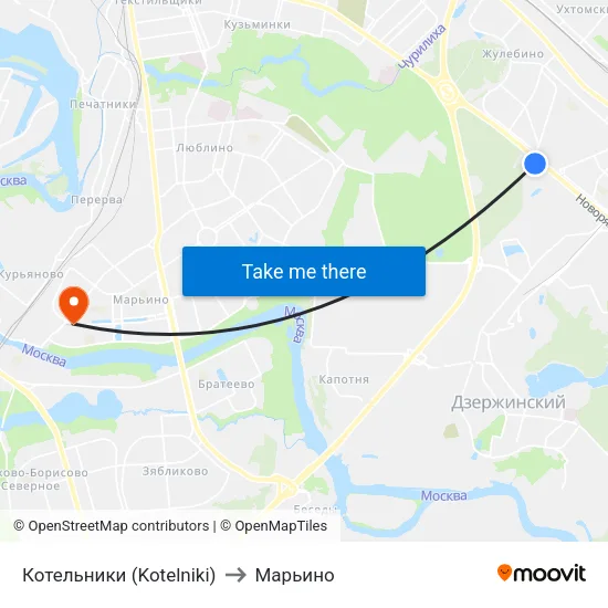 Котельники (Kotelniki) to Марьино map