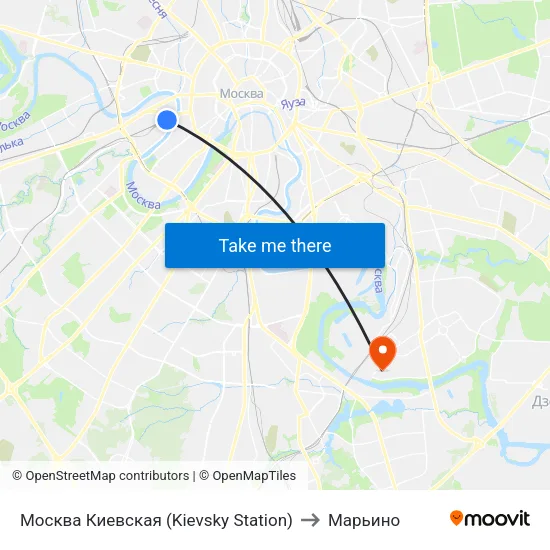 Москва Киевская (Kievsky Station) to Марьино map