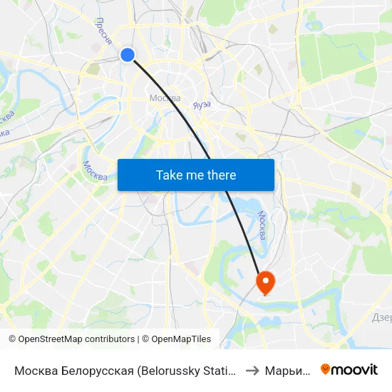 Москва Белорусская (Belorussky Station) to Марьино map