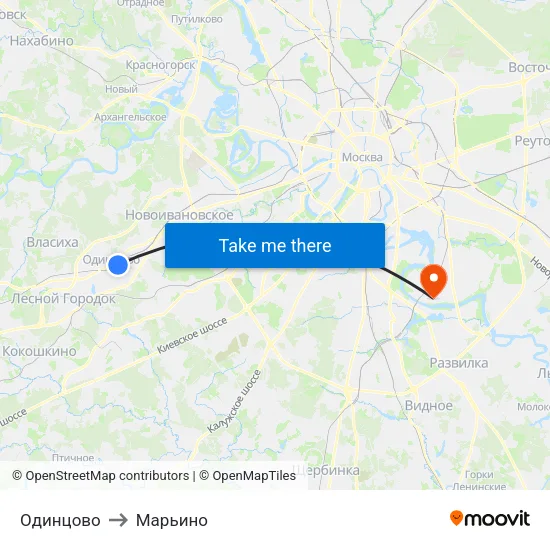 Одинцово to Марьино map