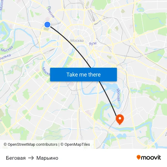 Беговая to Марьино map