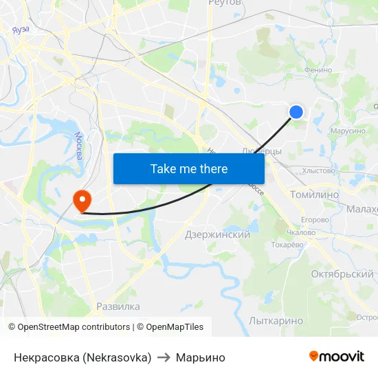 Некрасовка (Nekrasovka) to Марьино map