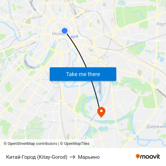 Китай-Город (Kitay-Gorod) to Марьино map
