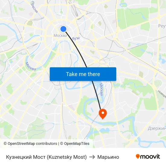 Кузнецкий Мост (Kuznetsky Most) to Марьино map