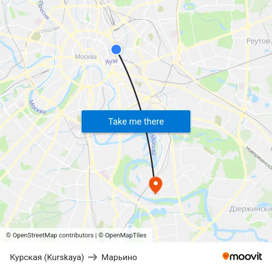 Курская (Kurskaya) to Марьино map
